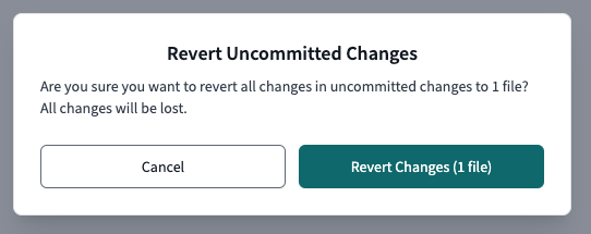 The Commit Changes modal is how users change their branch. The Commit Changes modal is how users change their branch.